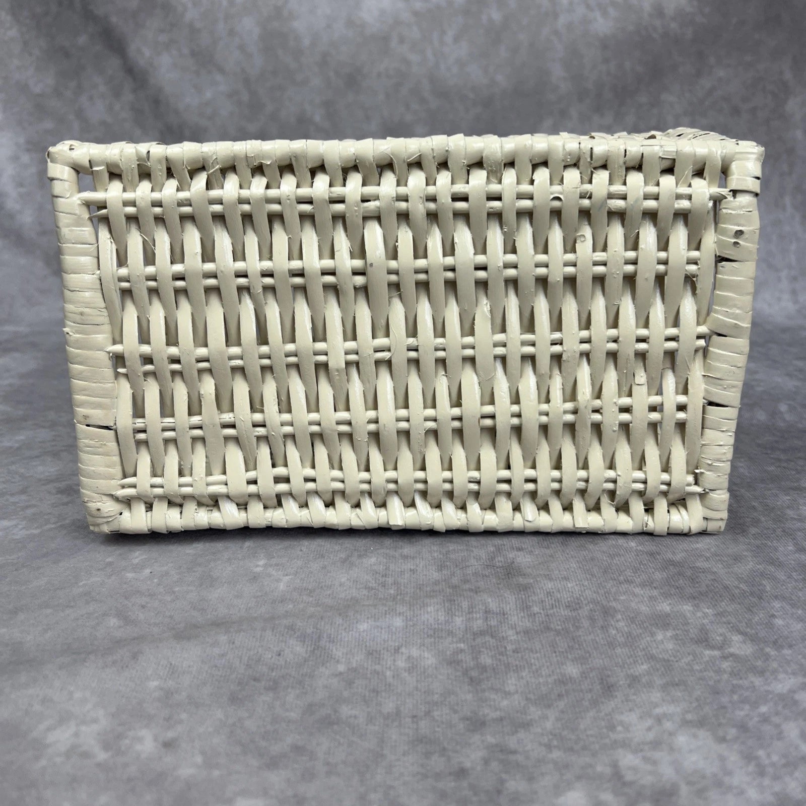 Tissue Box Cover White Wicker Farmhouse Beach Boho Cottage Core Country VTG | eBay
