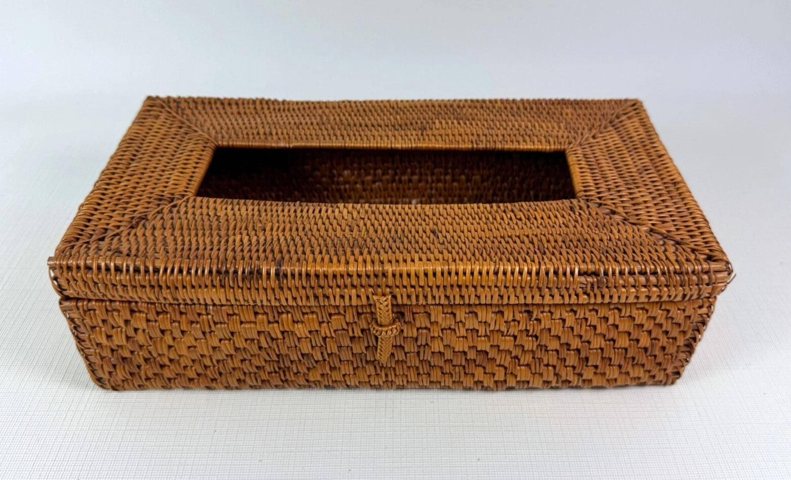 Vintage Wicker Rattan Woven Basket Long Tissue Box Cover Holder Box with Latch | eBay