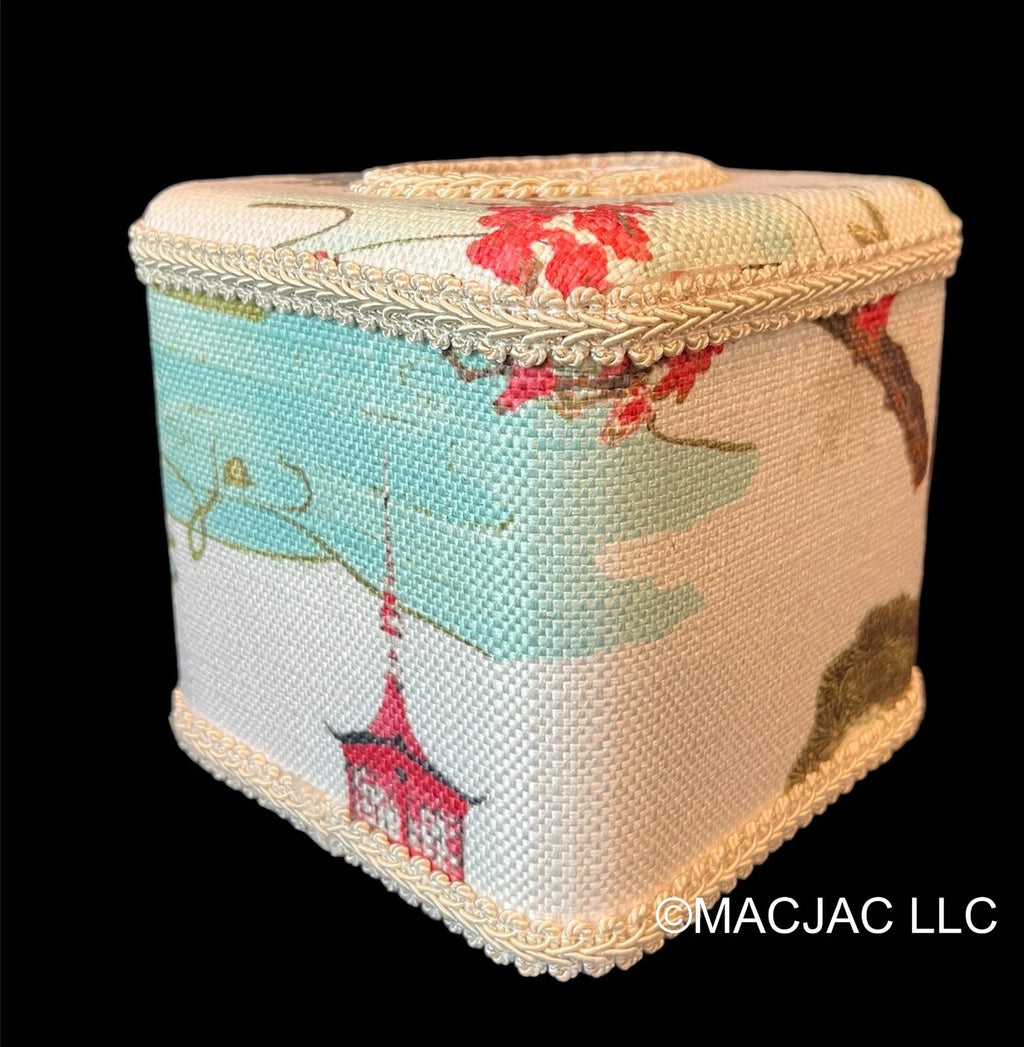 Red Pagoda Fabric Covered Tissue Box Cover New | eBay