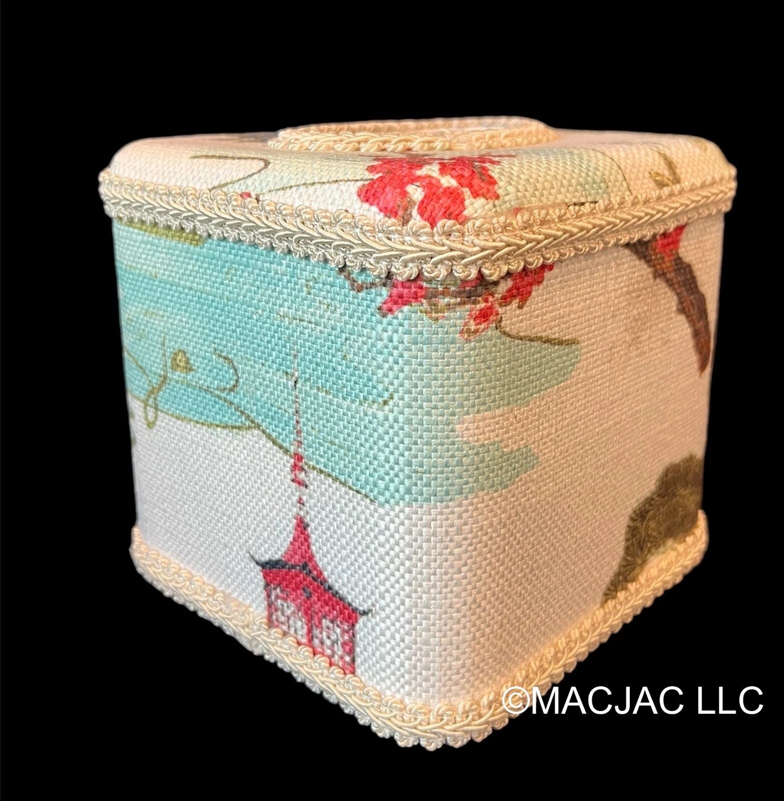 Red Pagoda Fabric Covered Tissue Box Cover New | eBay