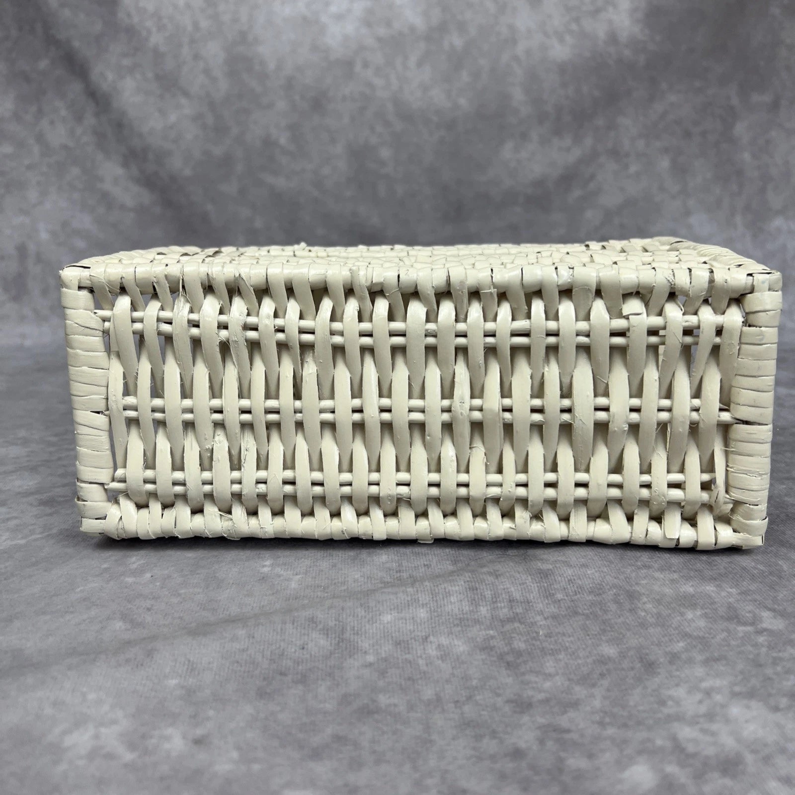 Tissue Box Cover White Wicker Farmhouse Beach Boho Cottage Core Country VTG | eBay