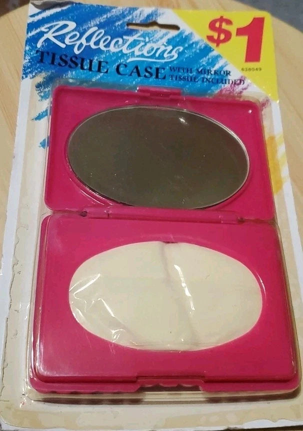 Vintage 1980s Pink Compact Tissue Holder With Mirror Tissues Purse Case MIP | eBay