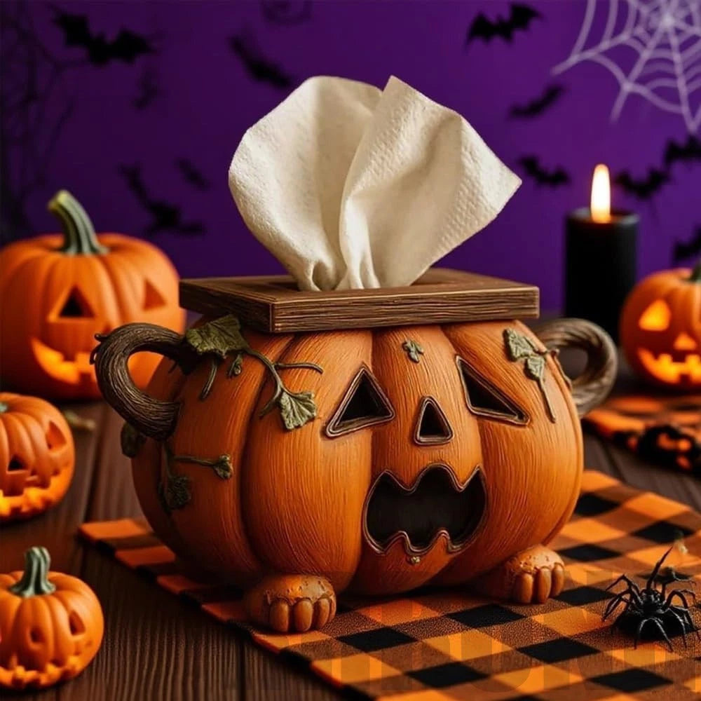 Halloween Pumpkin Tissue Box Holder, Spooky Pumpkin Facial Paper Box Cover Decor | eBay