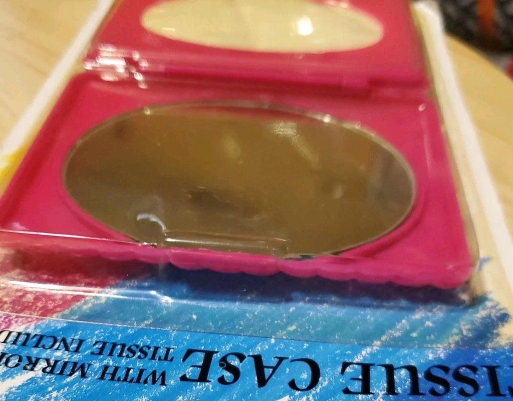 Vintage 1980s Pink Compact Tissue Holder With Mirror Tissues Purse Case MIP | eBay