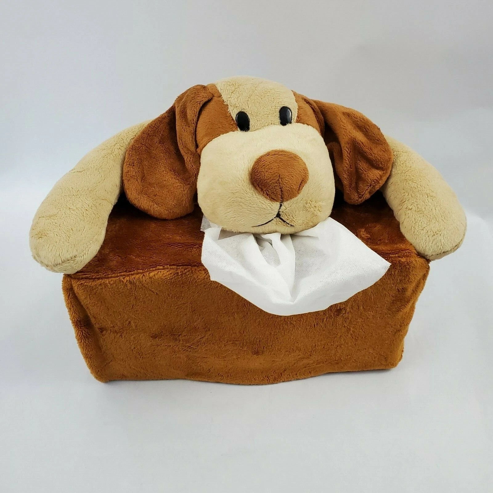 Plush Puppy Dog Tissue Box Cover Holder Organizer Decor Brown and Tan | eBay