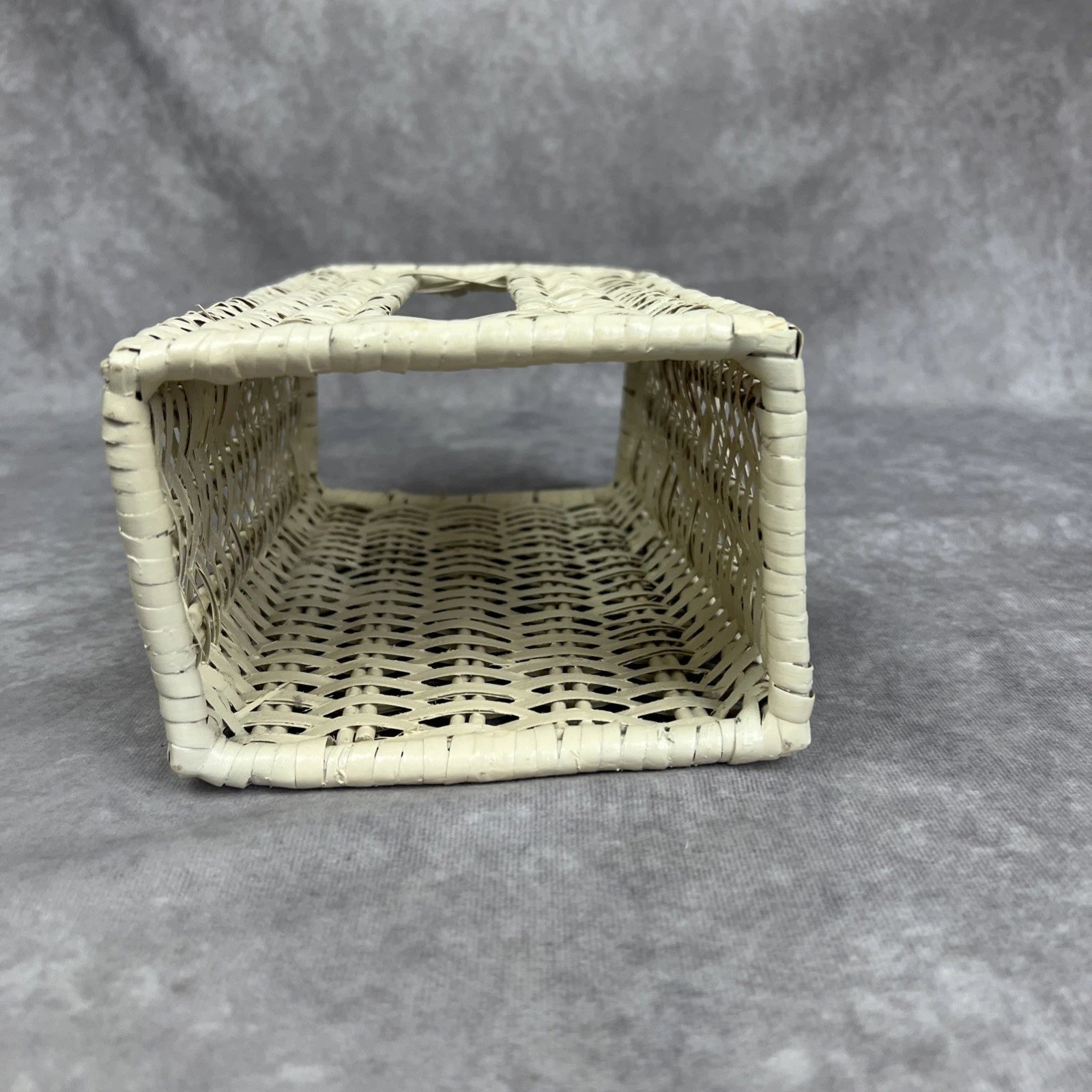 Tissue Box Cover White Wicker Farmhouse Beach Boho Cottage Core Country VTG | eBay
