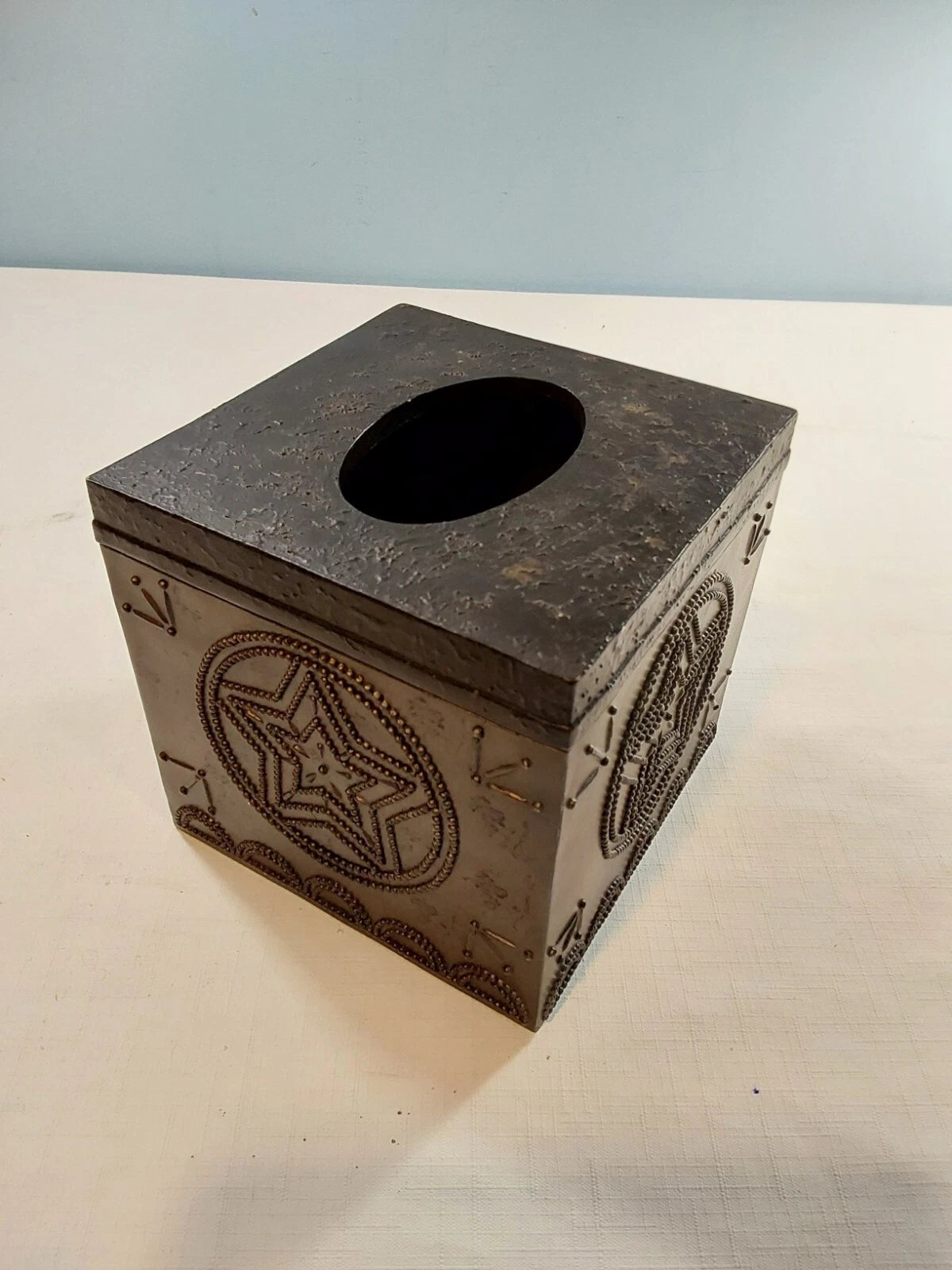 Antique Grey Star Pattern Beaded Square Bath Home Tissue Box Cover Holder | eBay