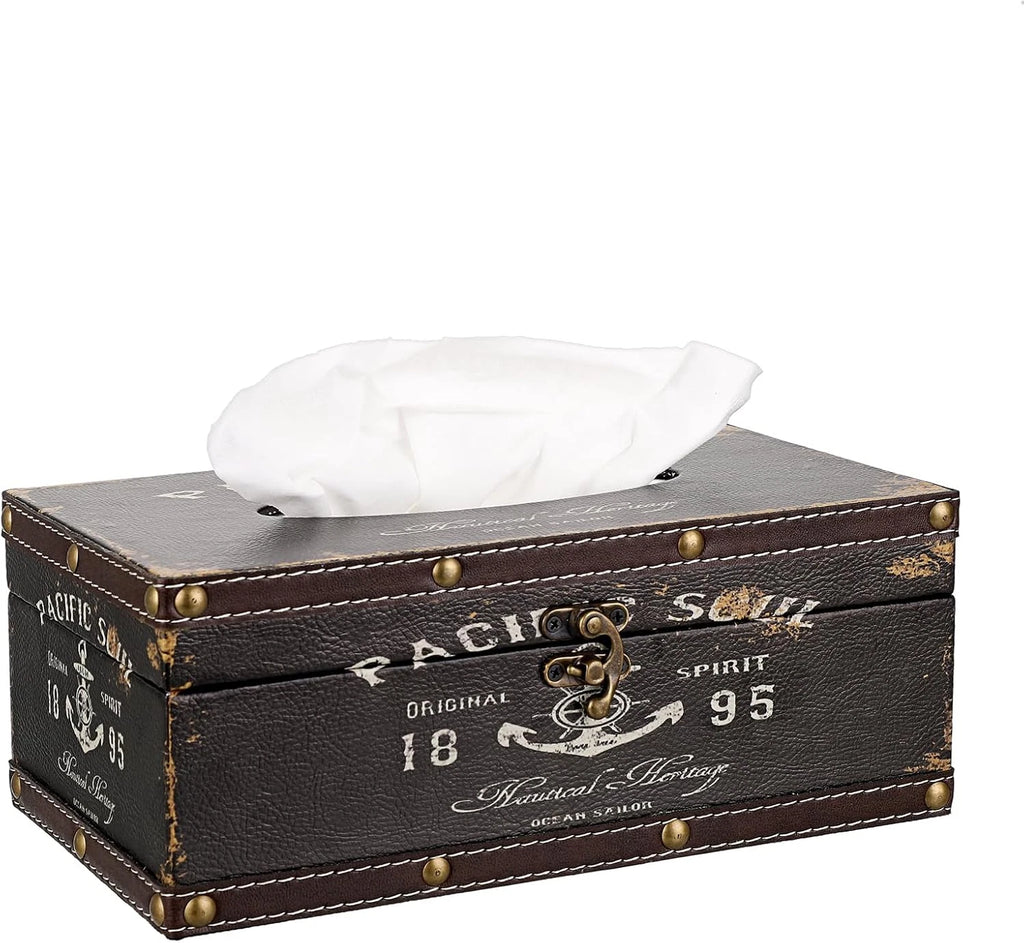 Tissue Box Cover Rectangle Tissue Box with Lid,Wooden Tissue Box Holder Retro Ti | eBay