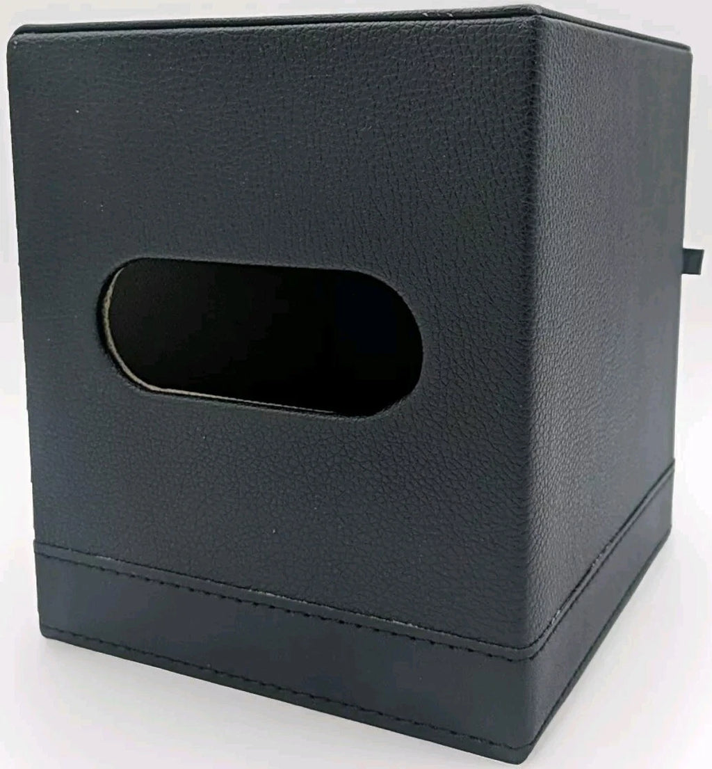 Black Tissue Box Lychee Leather Look Dispenses From Side, Magnetic Close | eBay