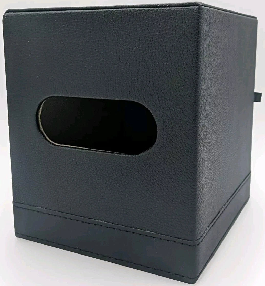 Black Tissue Box Lychee Leather Look Dispenses From Side, Magnetic Close | eBay