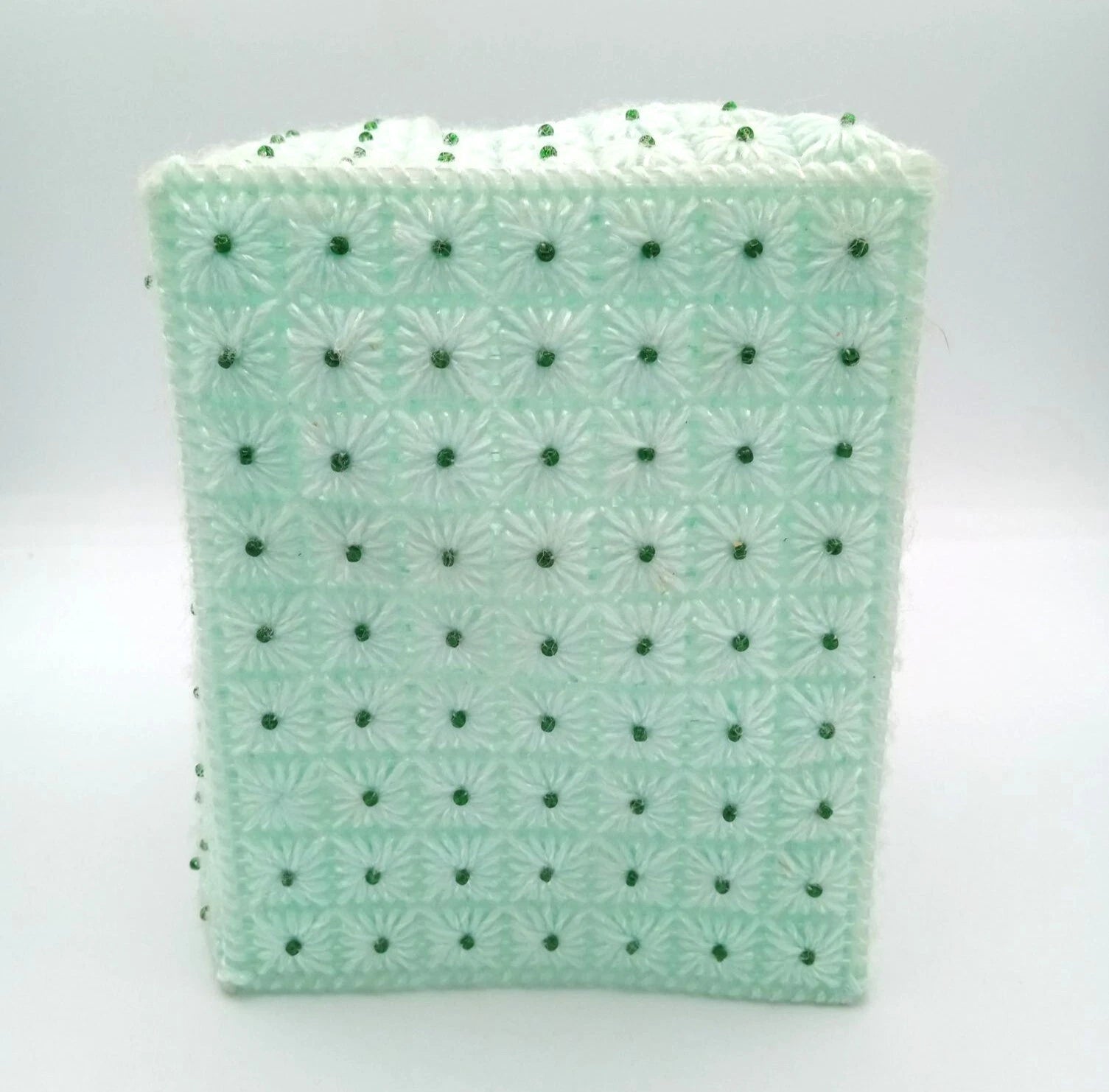 Tissue Box Cover Vintage Green Plastic Canvas Pattern 5.75 Inches Handmade | eBay