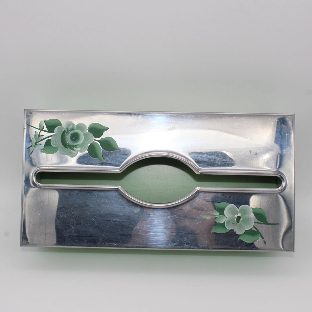 VTG 50s Pastel Green Metal Handpainted Tole Roses Wall Tissue Box Holder Cottage | eBay