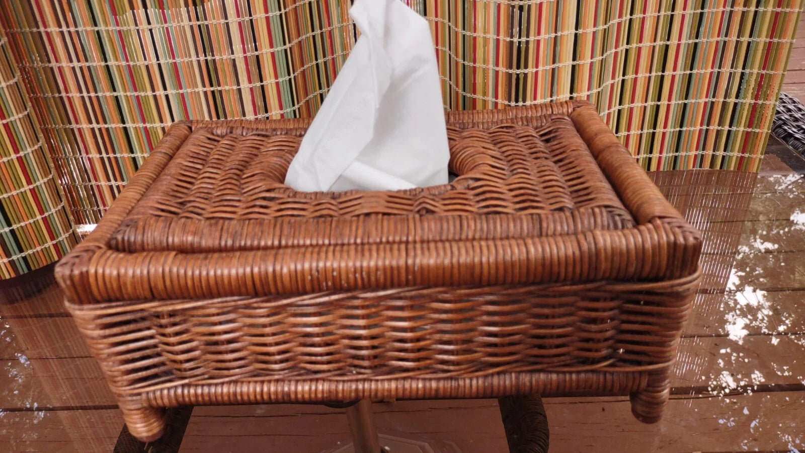 Wicker Woven Tissue Holder *Flip Open To Fill* Very nice!!! | eBay
