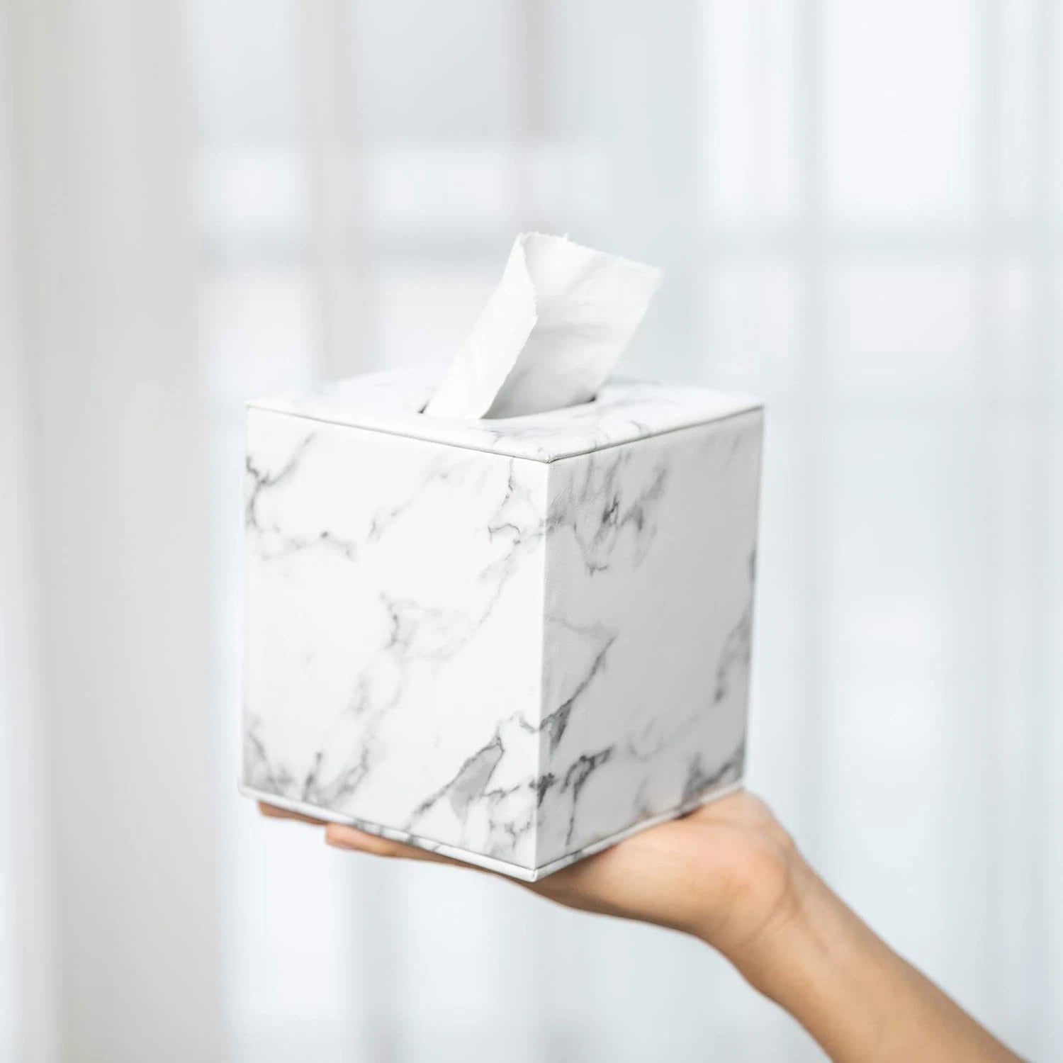 Tissue Box Cover Square Modern Marble Style Marble Stripes PU Leather | eBay