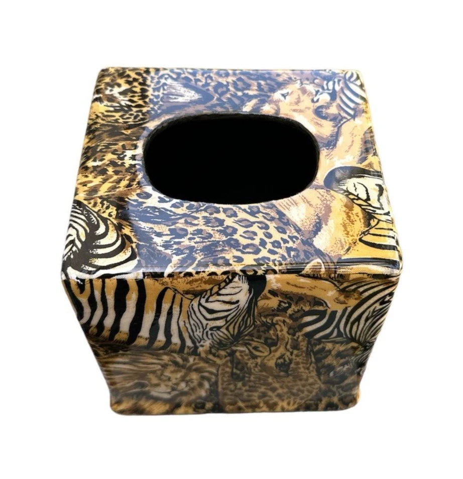 African Safari Tissue Box Cover Lions Leopard Giraffe Cheetah Design. New | eBay