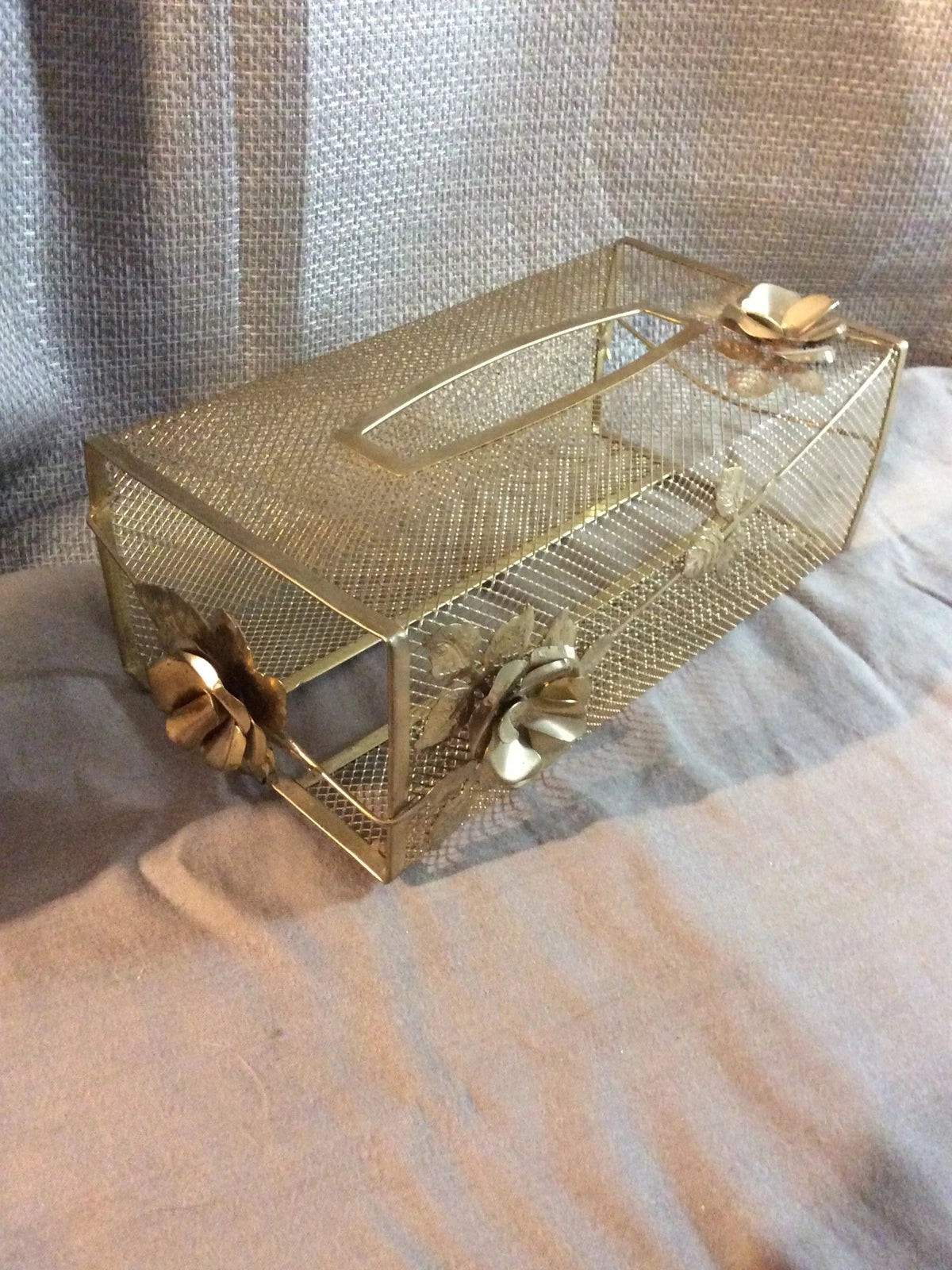 Vintage Home Decor Brass Metal Mesh Floral Design Decorative Tissue Box Cover | eBay