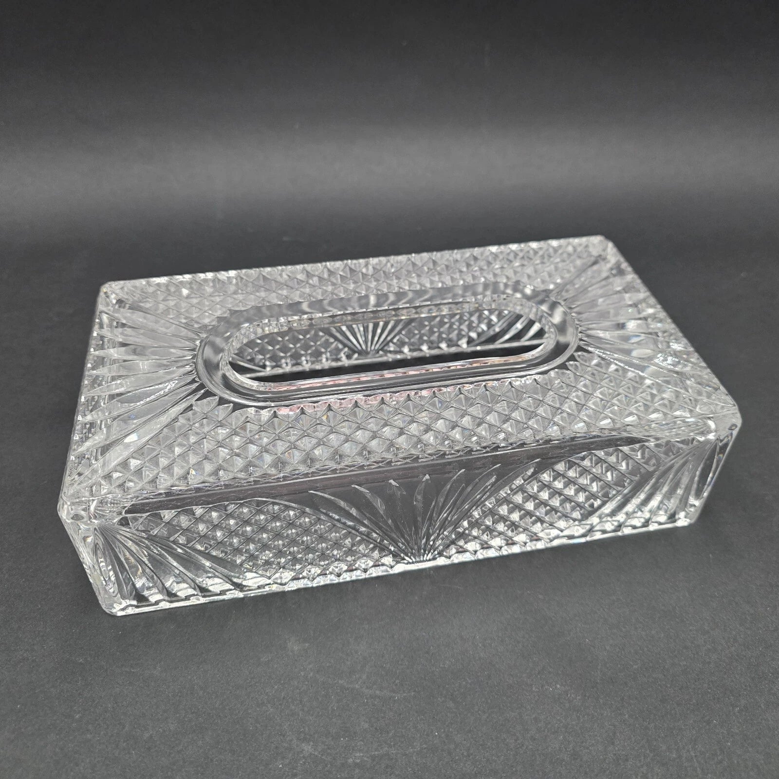 Hollywood Regency Style Clear LEAD CRYSTAL Rectangle Tissue Box Cover | eBay