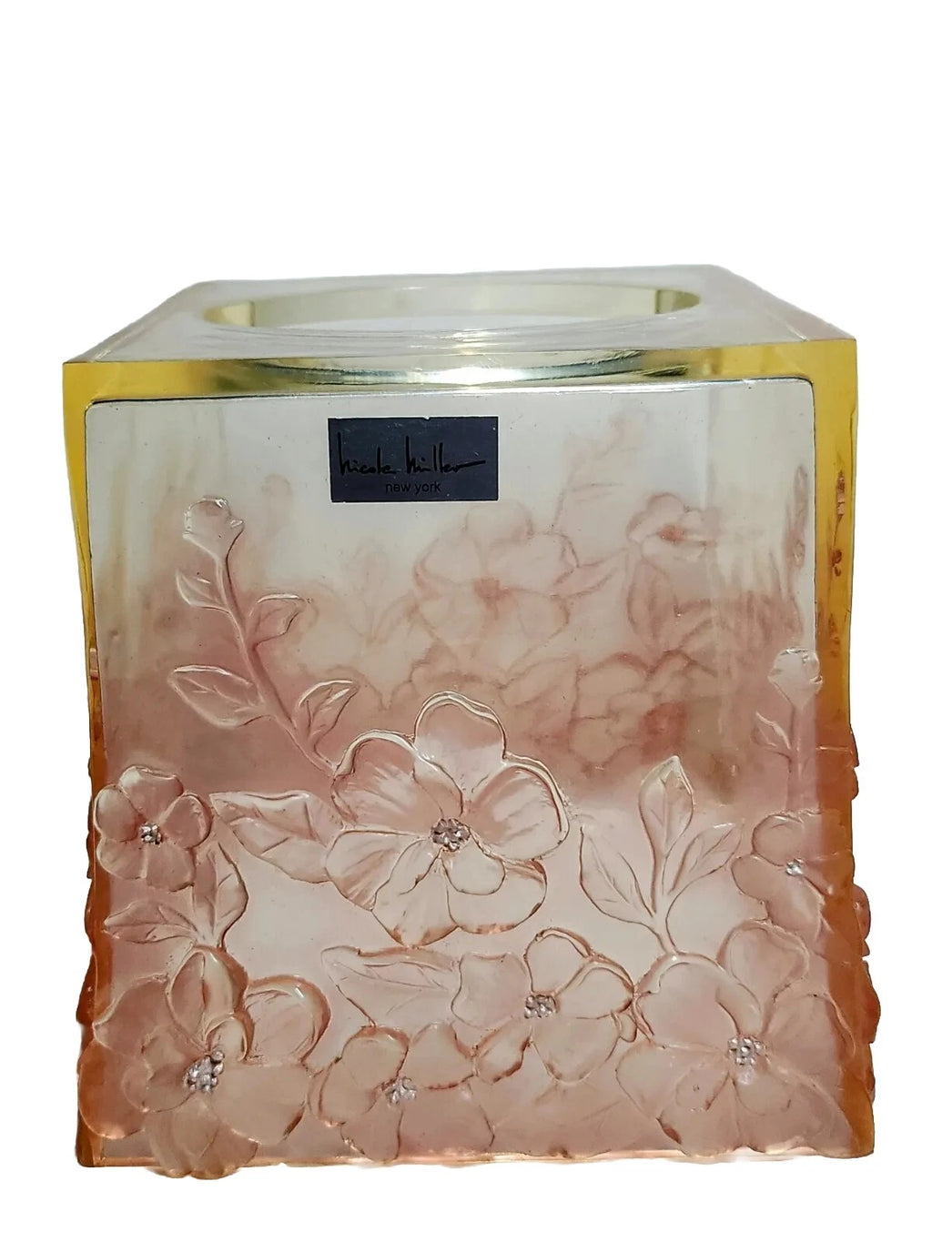 Nicole Miller Tissue Box Cover Pink With Beautiful Flowers | eBay
