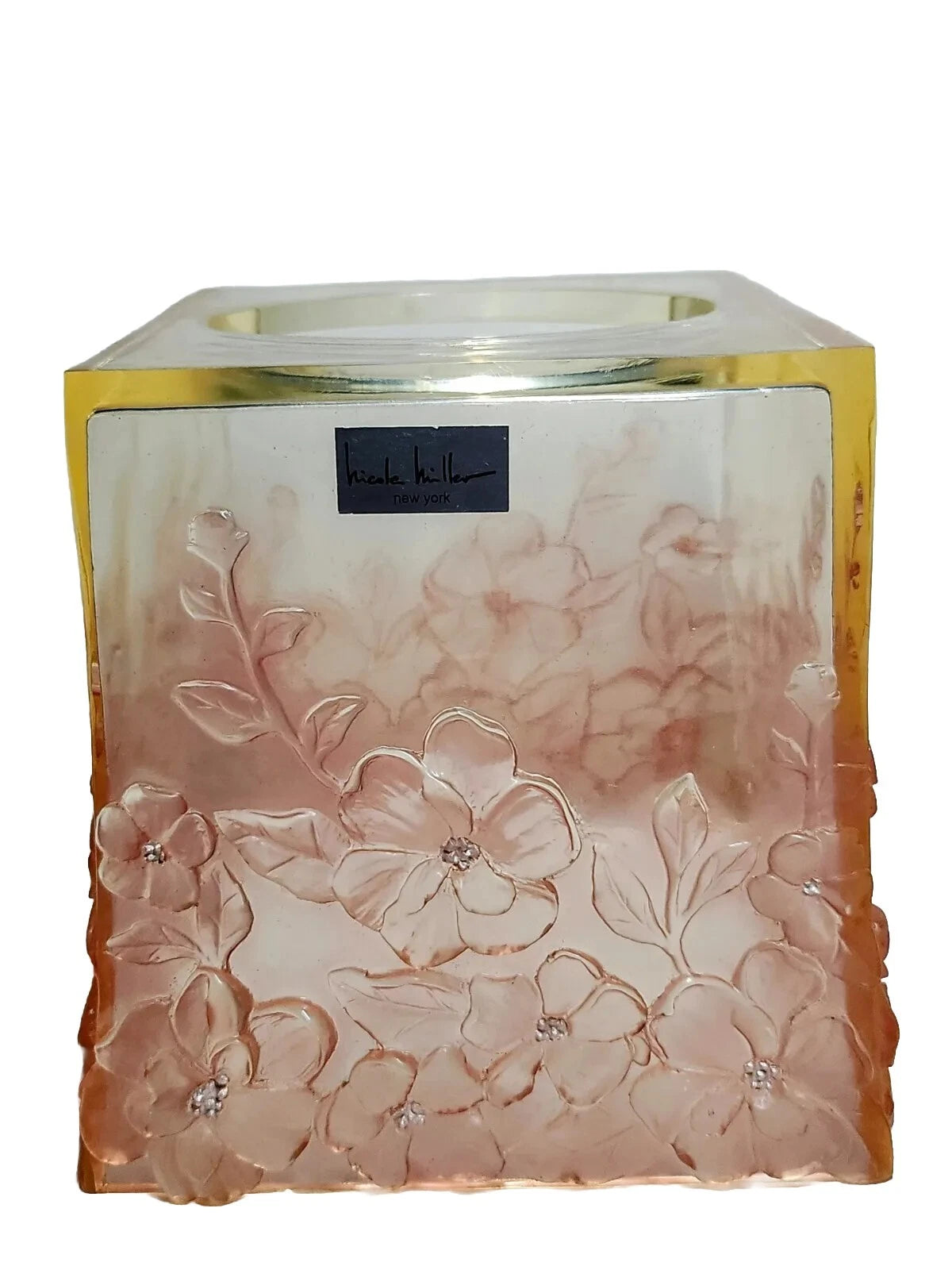 Nicole Miller Tissue Box Cover Pink With Beautiful Flowers | eBay