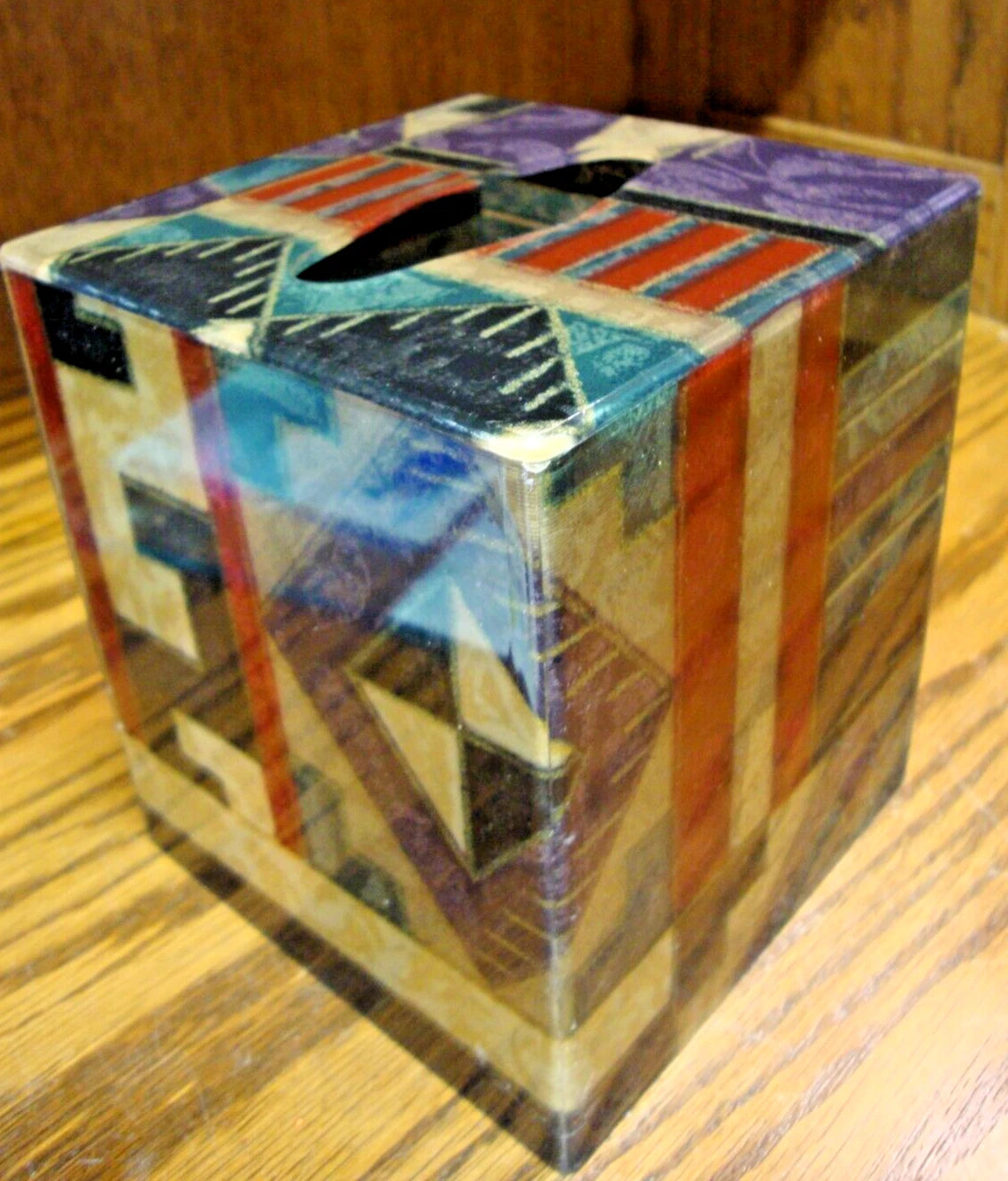 Acrylic Tissue Box Cover Holder Multi-Color Geometric Designs 6"x 5"x 5" 943 | eBay