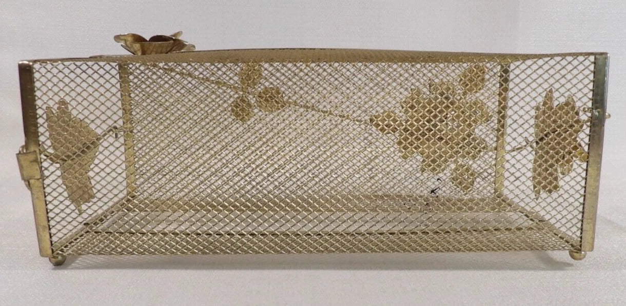 Vintage Tissue Box Holder Gold Color Metal Mesh w/Roses Hollywood Regency Style | eBay