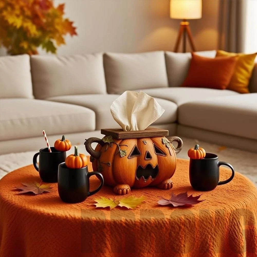 Halloween Pumpkin Tissue Box Holder, Spooky Pumpkin Facial Paper Box Cover Decor | eBay