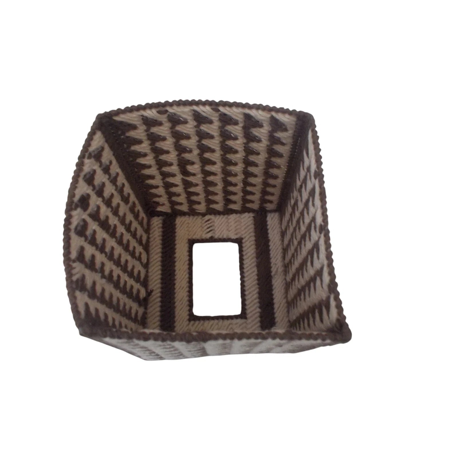 VTG Handmade Taupe & Ivory Yarn on Canvas Tissue Box Holder Cover KITSCH | eBay
