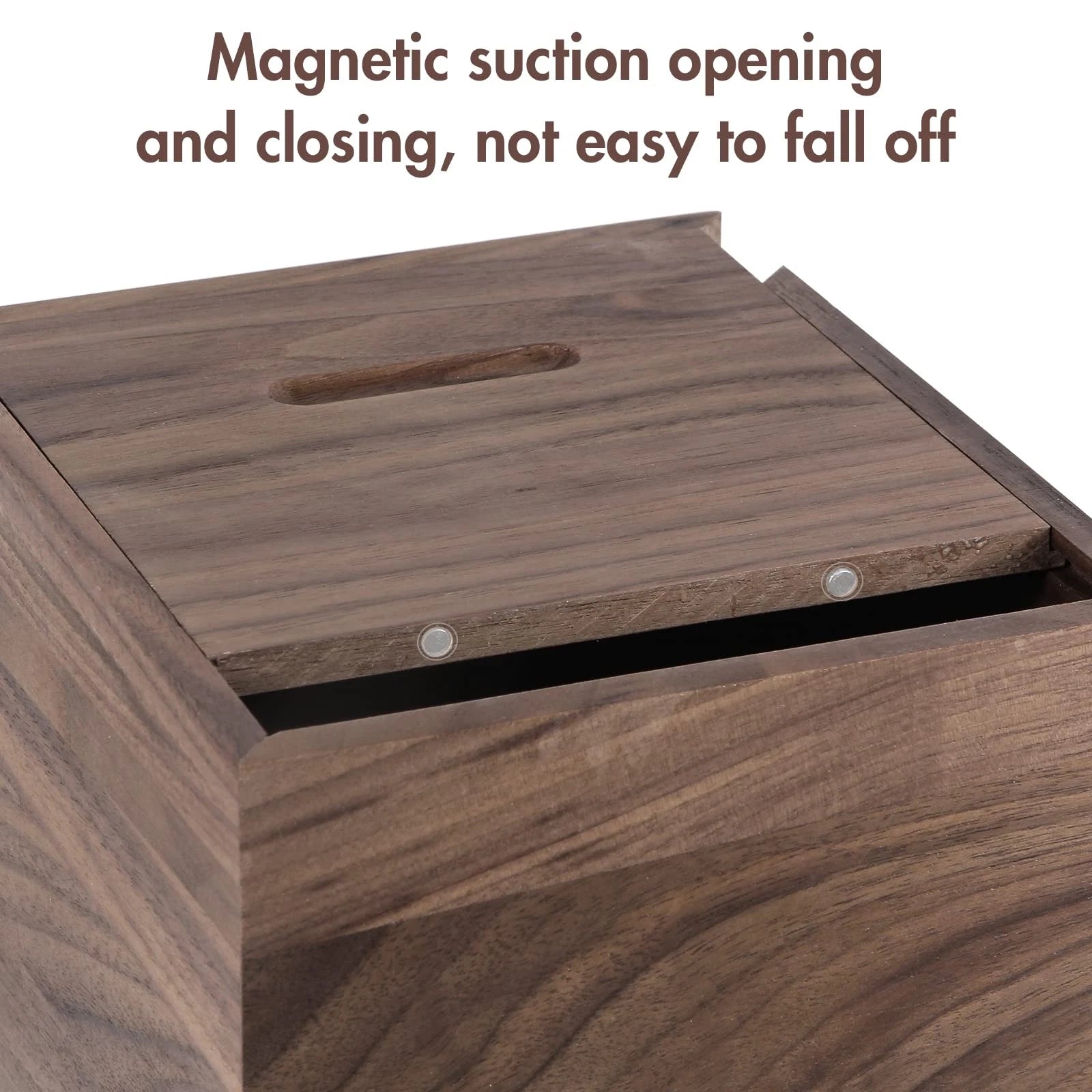 Walnut Wood Tissue Box Cover with Slide-Out Bottom - Square for Bathroom, Bed... | eBay