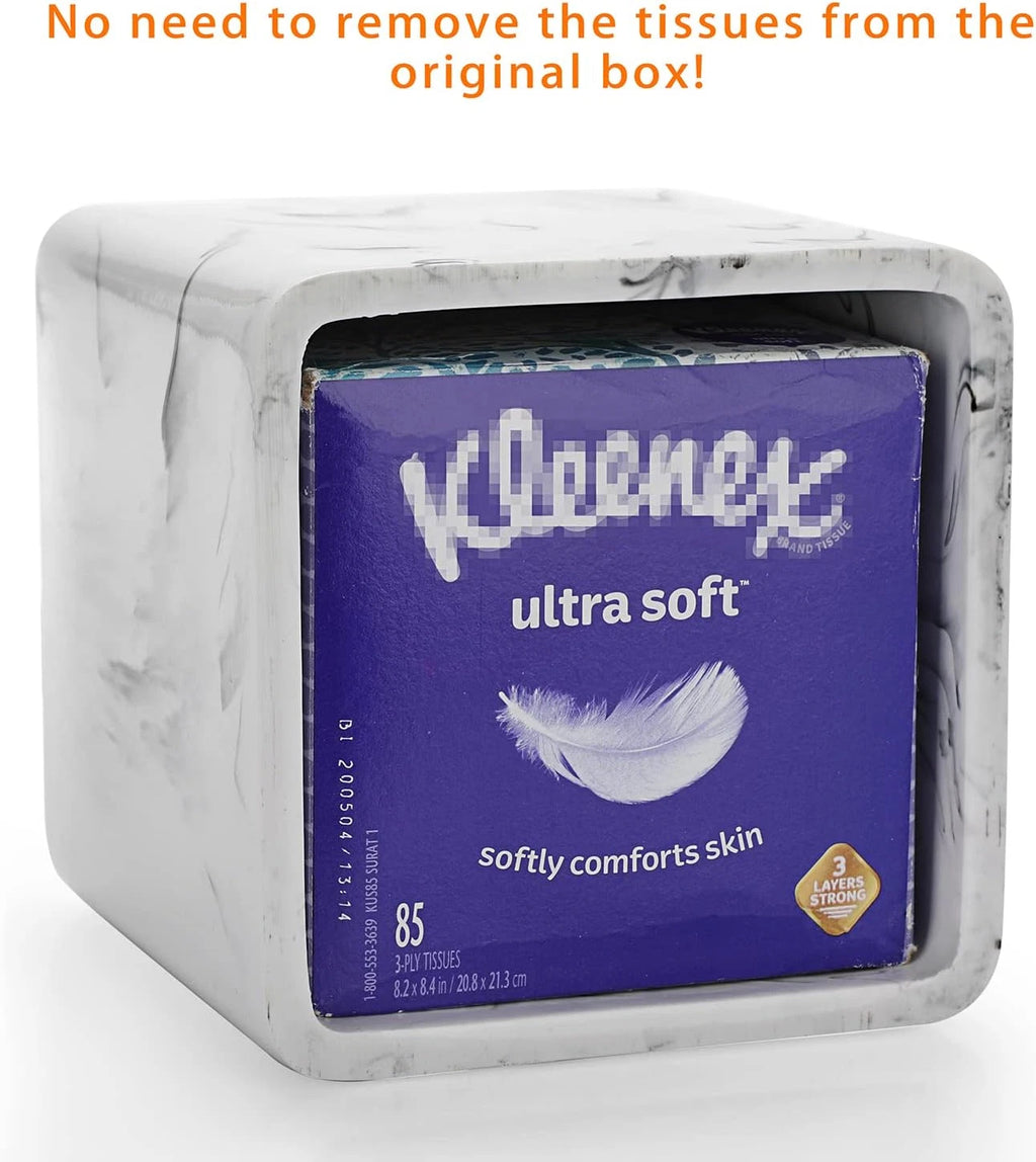 Resin Square Tissue Box Cover - Stylish Cube Tissue Box Holder with Open Bottom, | eBay