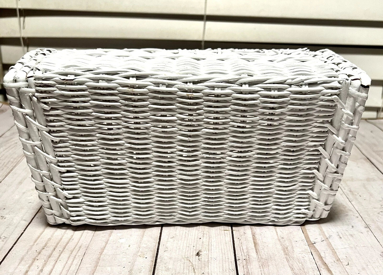 Vintage Woven Wicker Rattan White Tissue Box Cover Farmhouse Style 10x5 | eBay
