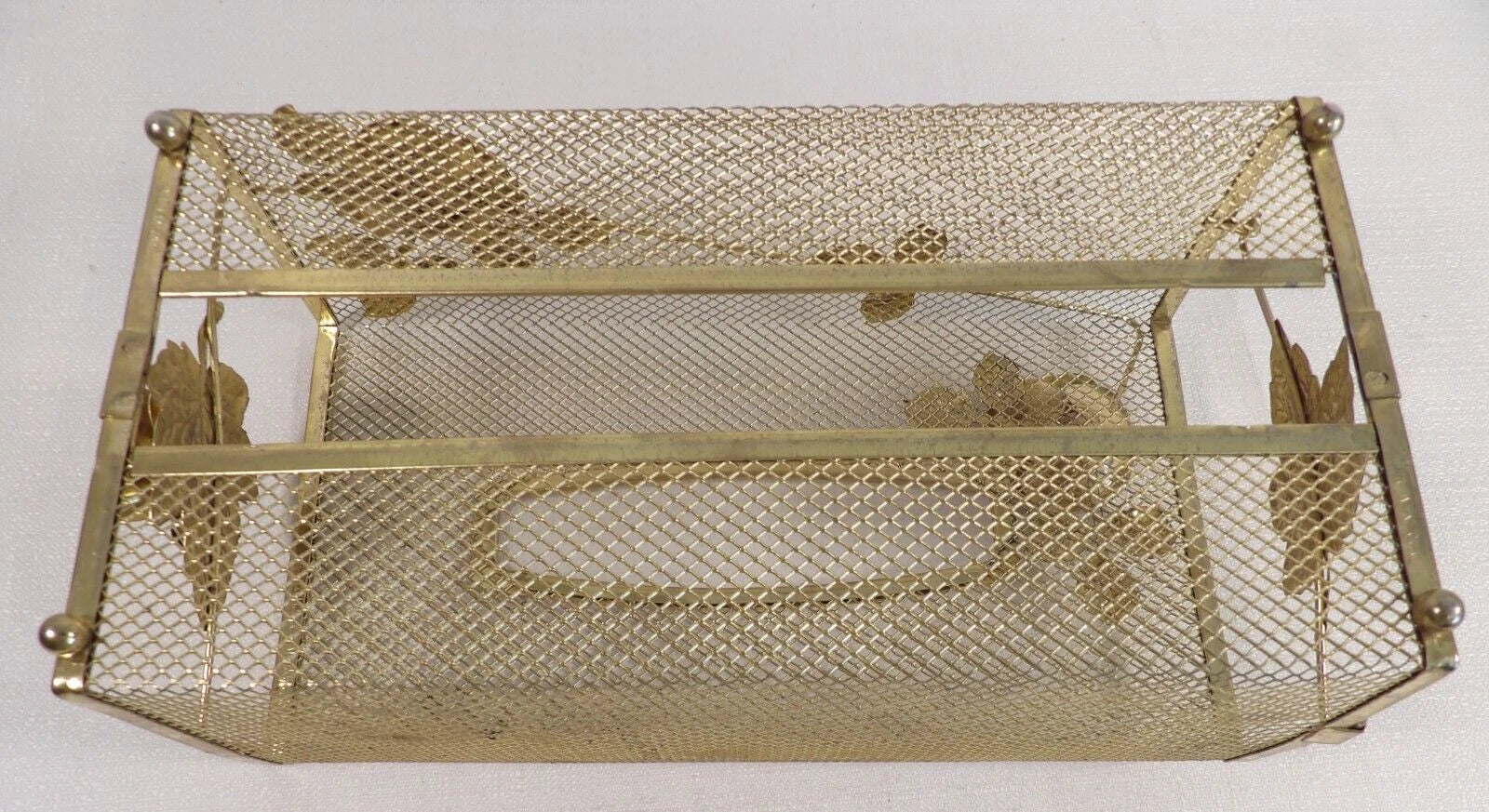 Vintage Tissue Box Holder Gold Color Metal Mesh w/Roses Hollywood Regency Style | eBay